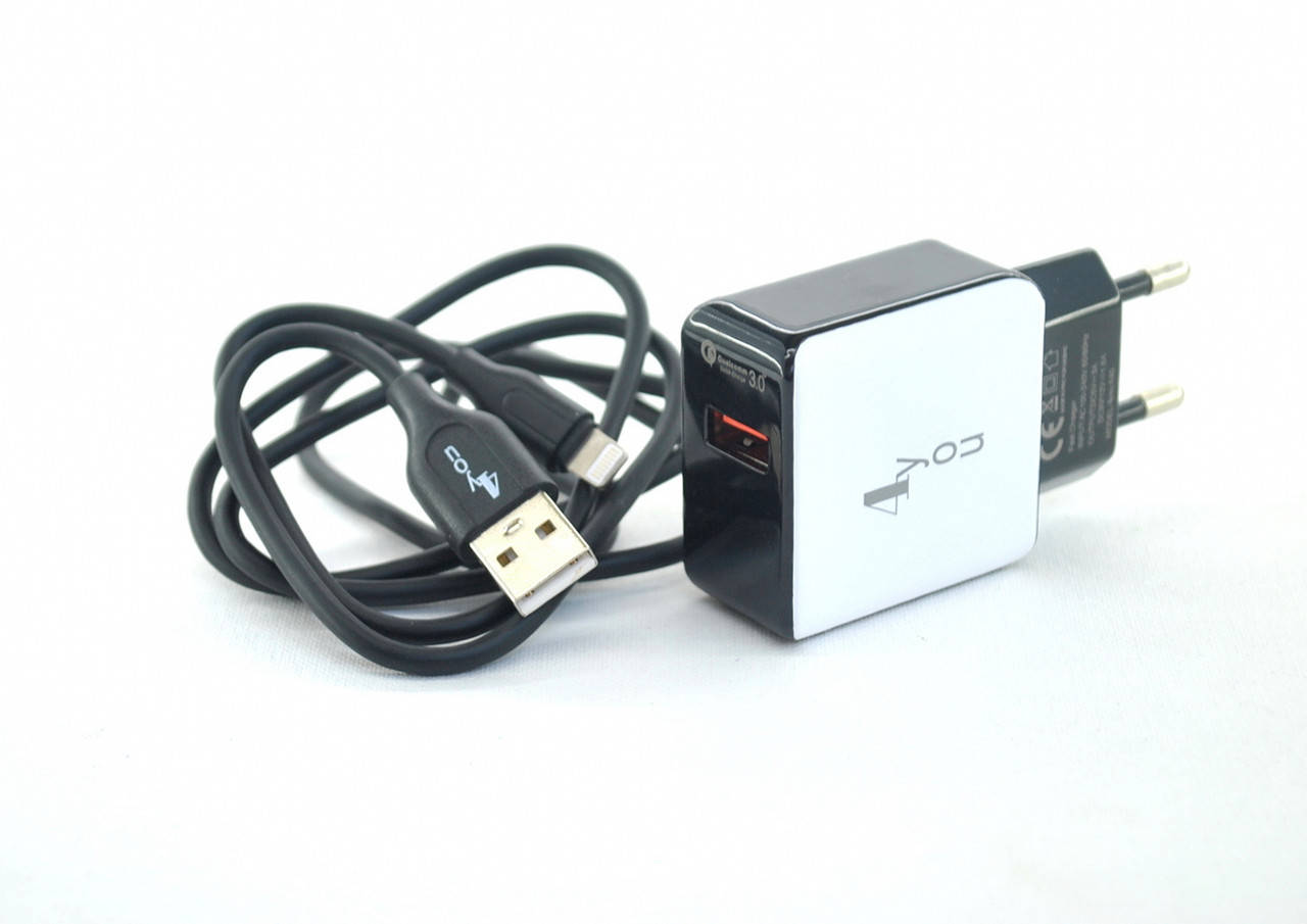 Зарядное устройство USB 4you A40 (Fast Charger QC 3.0, 5V/3A, 9V/12V-1.5A, 1USB) black/white+Lightning, Белый
Зарядное устройство USB 4you A40 (Fast Charger QC 3.0, 5V/3A, 9V/12V-1.5A, 1USB) black/white+Lightning, Белый