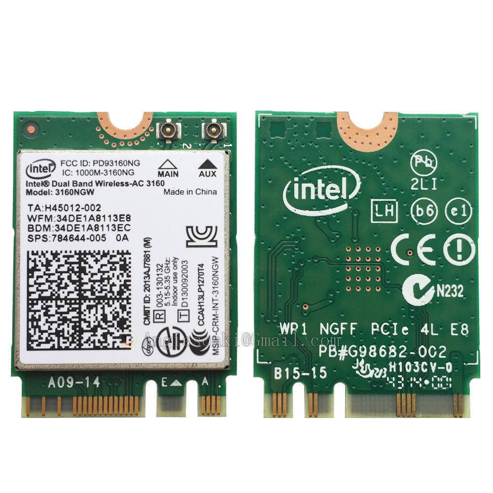 Wi-fi+BT модуль M.2 Intel 3160ngw (784644-005) Wireless-AC 3160 802.11 b,g,n,ac, 433Mbps 2,4 GHz/5 GHz!
Wi-fi+BT модуль M.2 Intel 3160ngw (784644-005) Wireless-AC 3160 802.11 b,g,n,ac, 433Mbps 2,4 GHz/5 GHz!