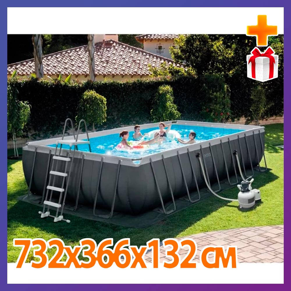 Прямоугольный семейный каркасный бассейн Intex 26364 (732х366х132 см) фильтр-насос Ultra XTR + подарок
Прямоугольный семейный каркасный бассейн Intex 26364 (732х366х132 см) фильтр-насос Ultra XTR + подарок