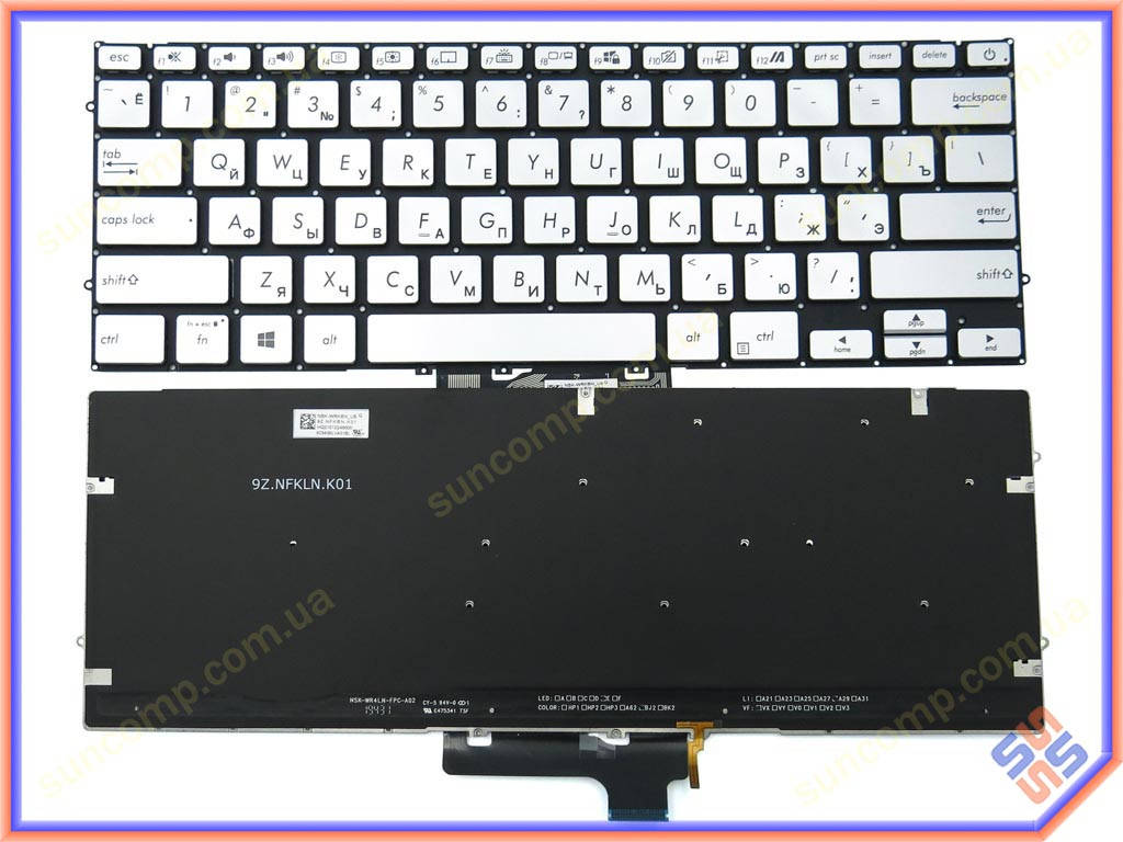 Клавиатура для ASUS ZenBook UX431 UX431F UX431FA UX431U X431 V431 K431 S431 X431FAC (RU Silver с подсветкой)., Серый
Клавиатура для ASUS ZenBook UX431 UX431F UX431FA UX431U X431 V431 K431 S431 X431FAC (RU Silver с подсветкой)., Серый