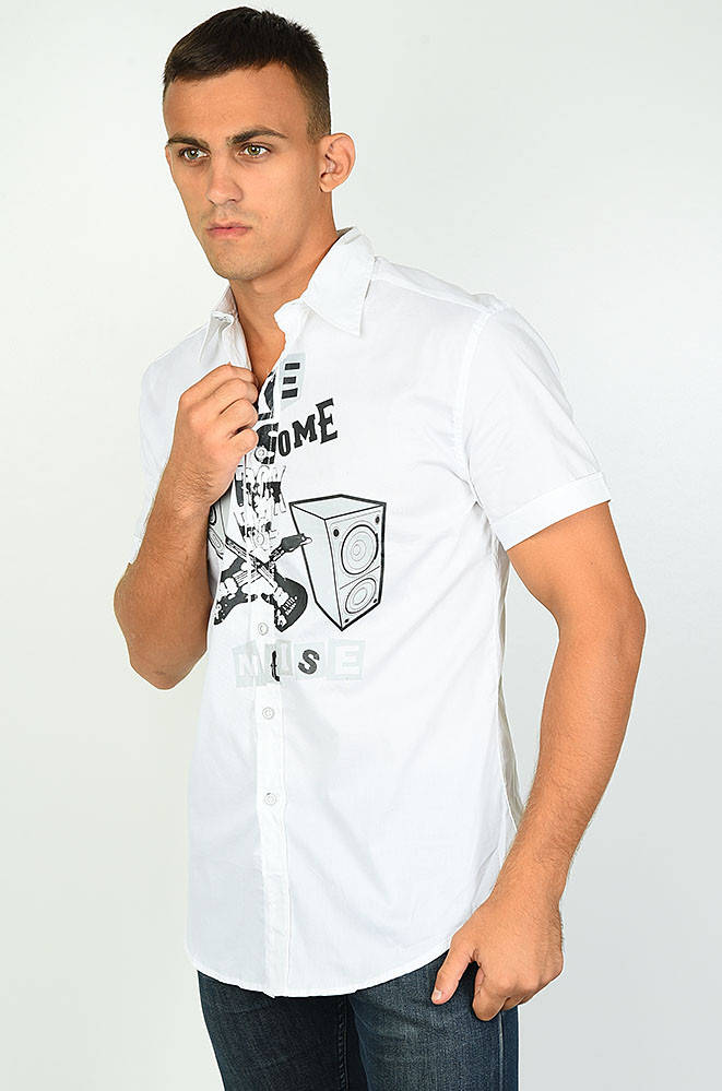 Рубашка мужская белая ААА 134501M, Белый 
Рубашка мужская белая ААА 134501M, Белый