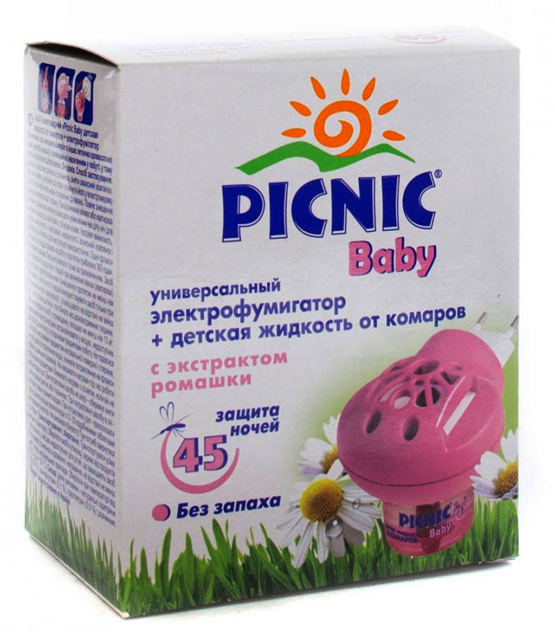 Прибор с детской жидкостью 45 ночей без запаха PICNIC Baby 
Прибор с детской жидкостью 45 ночей без запаха PICNIC Baby