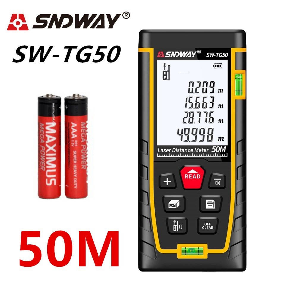 Лазерный дальномер SNDWAY SW-TG50, лазерная рулетка на 50 метров (SW-TG50) 
Лазерный дальномер SNDWAY SW-TG50, лазерная рулетка на 50 метров (SW-TG50)