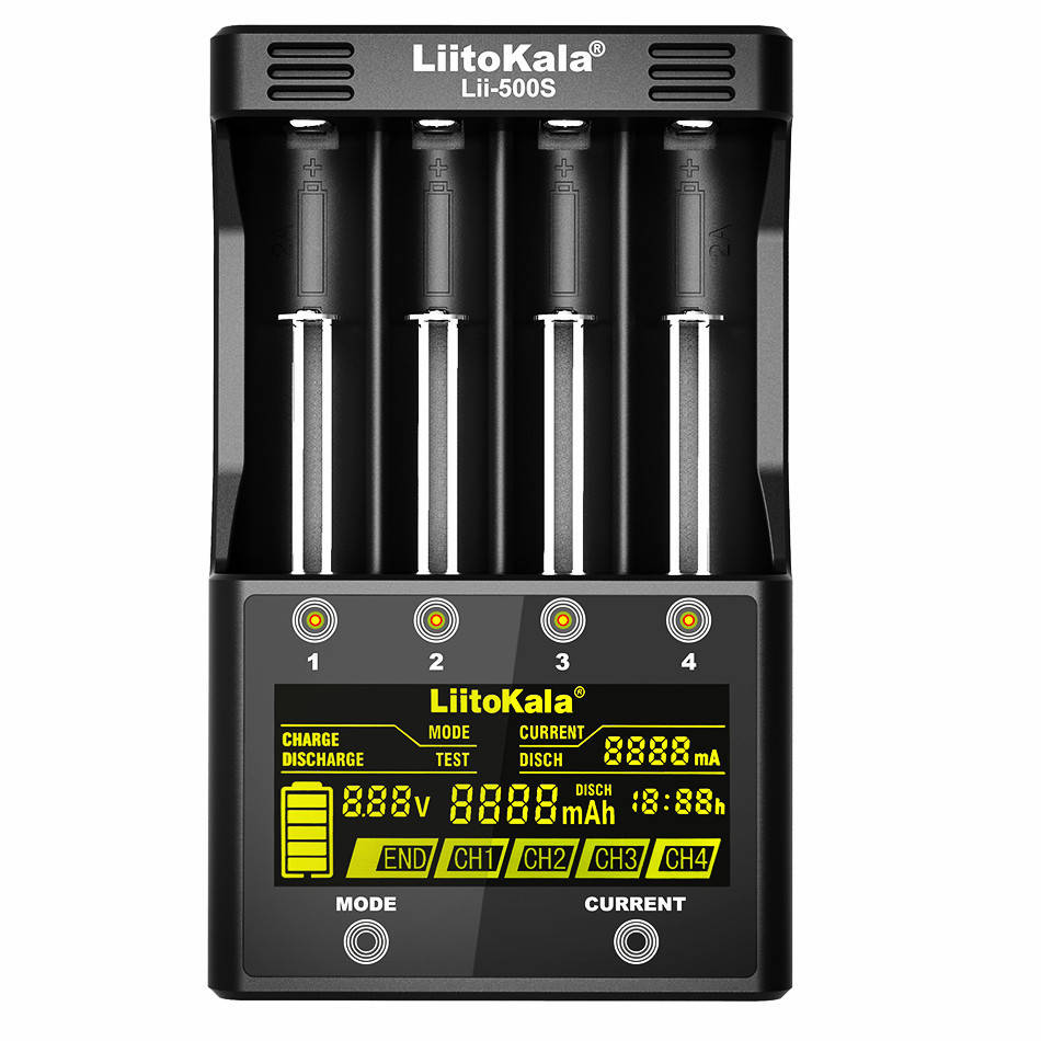 Универсальное ЗУ Liitokala Lii-500s 4 канала Ni-Mh/Li-ion, 220V/12V, Powerbank, Test, LCD
Универсальное ЗУ Liitokala Lii-500s 4 канала Ni-Mh/Li-ion, 220V/12V, Powerbank, Test, LCD
