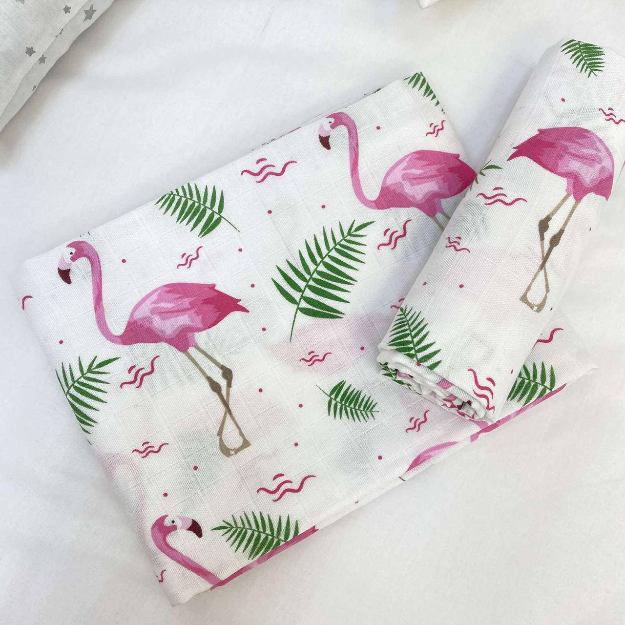 Пеленка детская муслин двухслойный фламинго 80*100 см МП-352, Разные цвета 
Пеленка детская муслин двухслойный фламинго 80*100 см МП-352, Разные цвета