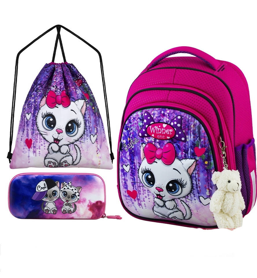 Рюкзак ортопедический для девочки в 1-3 класс набор школьный пенал и сумка для сменки Winner One 5004, Розовый
Рюкзак ортопедический для девочки в 1-3 класс набор школьный пенал и сумка для сменки Winner One 5004, Розовый