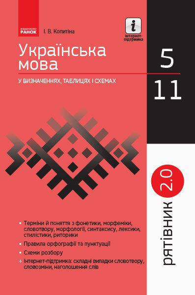 5 – 11 класи Українська мова У визначеннях таблицях і схемах. Рятівник Копитіна І.В. Ранок
5 – 11 класи Українська мова У визначеннях таблицях і схемах. Рятівник Копитіна І.В. Ранок