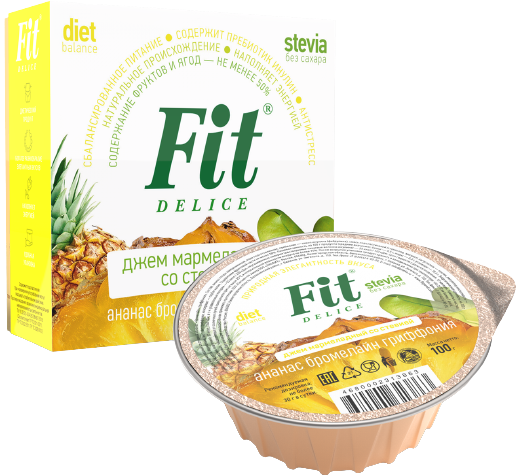 Джем мармеладный со стевией ФитПарад Fit Delice вкус Ананас-Бромелайн-Гриффония (100 грамм)
Джем мармеладный со стевией ФитПарад Fit Delice вкус Ананас-Бромелайн-Гриффония (100 грамм)