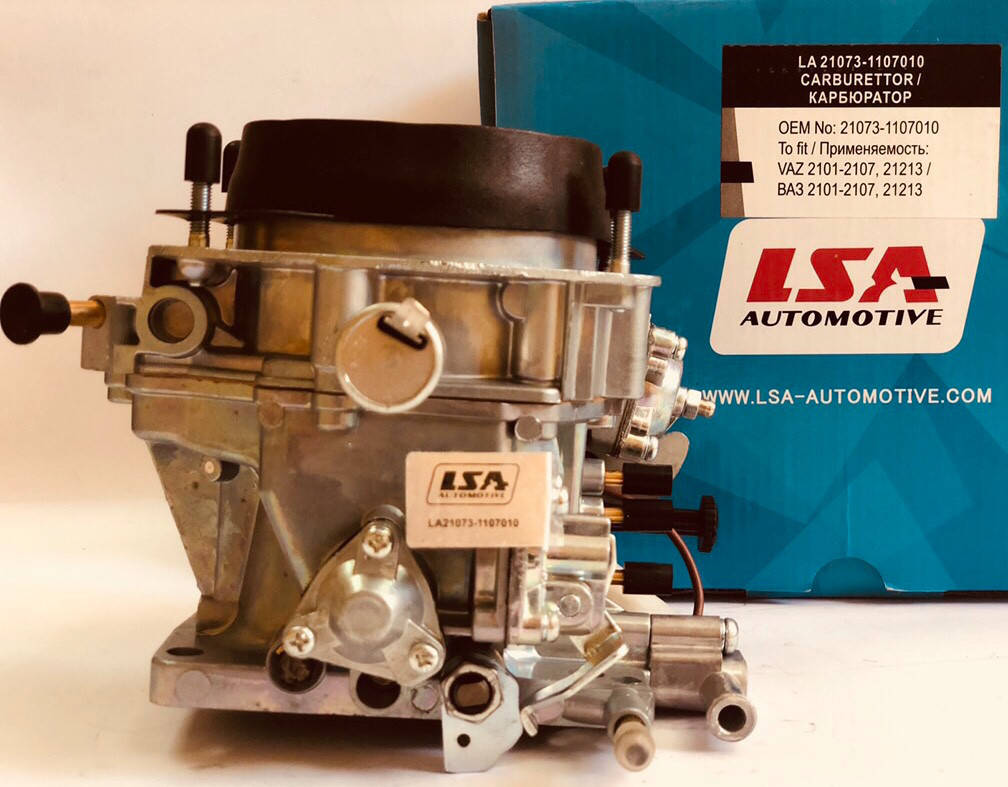 Карбюратор LSA LA 21073-1107010 типа Солекс на ВАЗ 2101-2107, 21213 - для электронного зажигания
Карбюратор LSA LA 21073-1107010 типа Солекс на ВАЗ 2101-2107, 21213 - для электронного зажигания