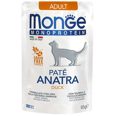 Monge (Монж) Pate Duck Adult Cat – Влажный монопротеиновый корм из утки для взрослых котов (паштет) (85 гр.)
Monge (Монж) Pate Duck Adult Cat – Влажный монопротеиновый корм из утки для взрослых котов (паштет) (85 гр.)