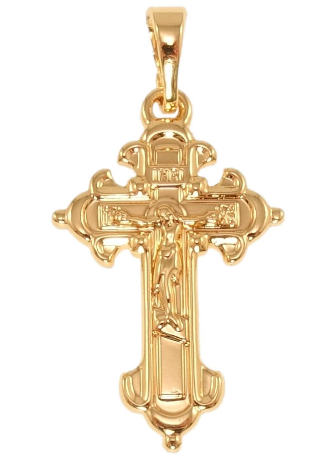 Кулон Xuping M&L желтый оттенок "Декоративный Крест с Распятием"