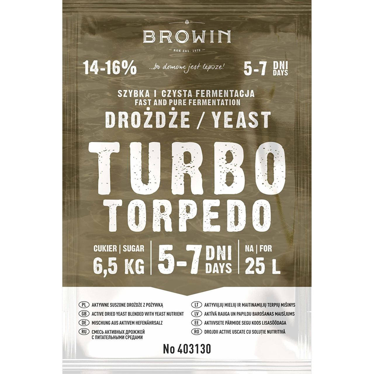 Дрожжи Турбо Торпедо (Turbo Torpedo) 5-7 дней 14-16%, BROWIN Польша Срок годности до 03.06.2022
Дрожжи Турбо Торпедо (Turbo Torpedo) 5-7 дней 14-16%, BROWIN Польша Срок годности до 03.06.2022