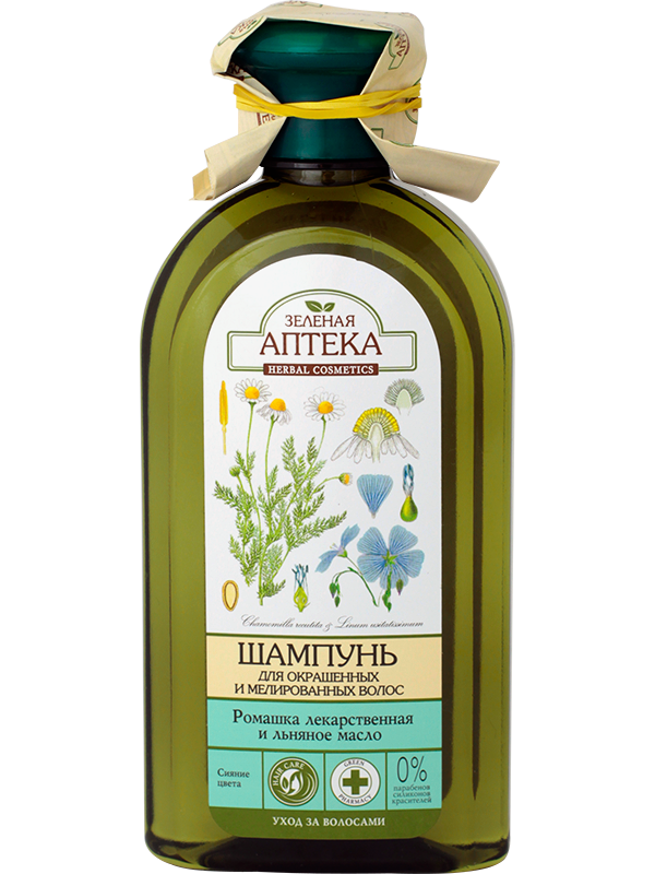 Шампунь Ромашка лекарственная и льняное масло 350мл Зеленая Аптека