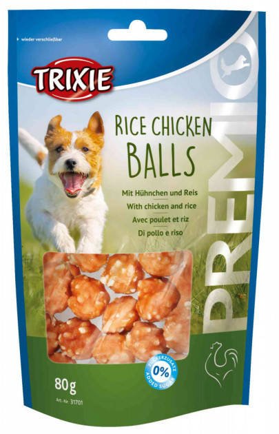 Trixie TX-31701 Premio Rice Chicken Balls 80г - лакомство рисово-куриные шарики для собак
Trixie TX-31701 Premio Rice Chicken Balls 80г - лакомство рисово-куриные шарики для собак