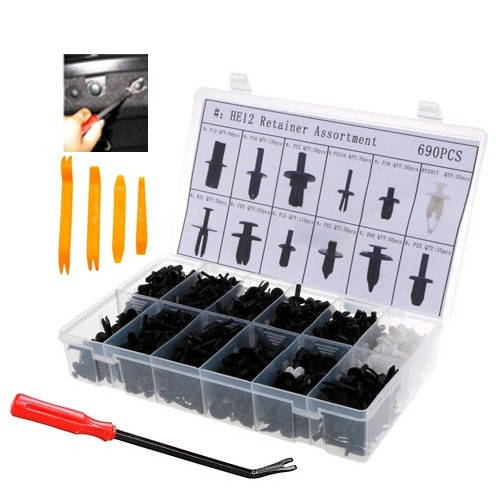 Набор из 690 автомобильных крепежей, пистонов, клипс, комплект съемников, 100111
Набор из 690 автомобильных крепежей, пистонов, клипс, комплект съемников, 100111