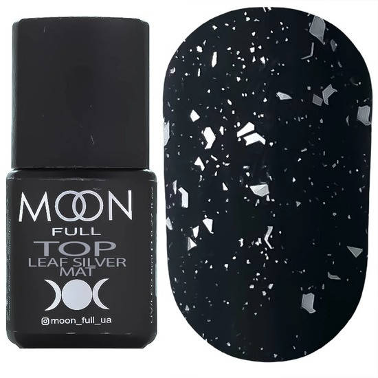Moon Full Top Leaf Silver Mat - матовый топ без липкого слоя с серебристыми хлопьями, 8 мл
Moon Full Top Leaf Silver Mat - матовый топ без липкого слоя с серебристыми хлопьями, 8 мл