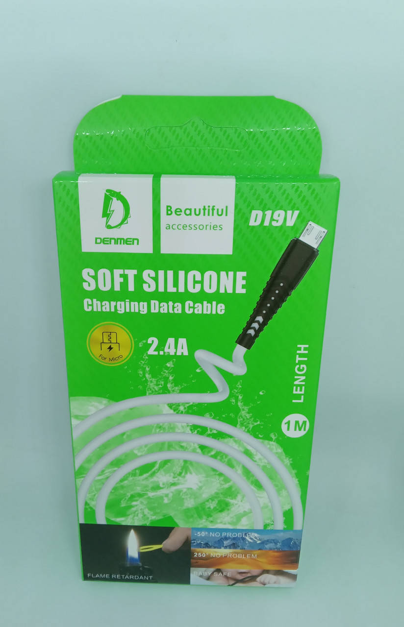 Зарядний кабель мікро USB Cable Denmen D19V 2.4A Silicone cable for Micro USB 1m білий, Белый
Зарядний кабель мікро USB Cable Denmen D19V 2.4A Silicone cable for Micro USB 1m білий, Белый