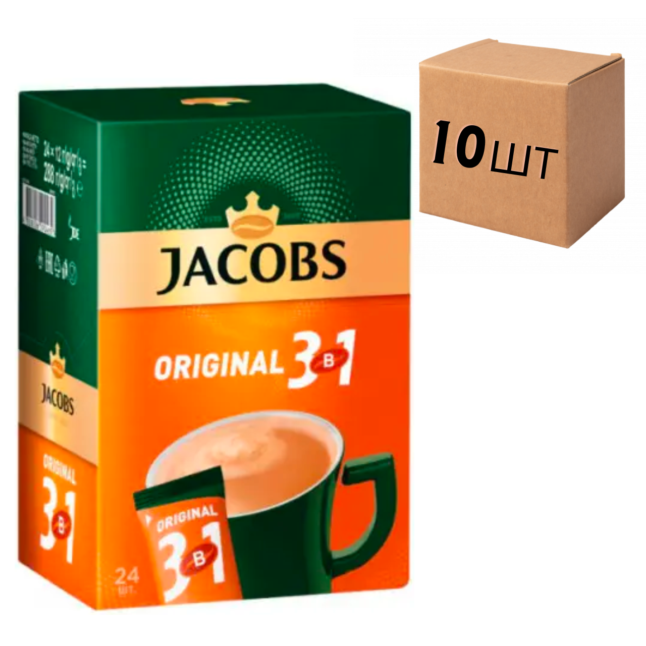 Ящик растворимого кофе JACOBS MONARCH Original "3 в 1", 24 стика по 12 г. (в ящике 10 упак.)
Ящик растворимого кофе JACOBS MONARCH Original "3 в 1", 24 стика по 12 г. (в ящике 10 упак.)