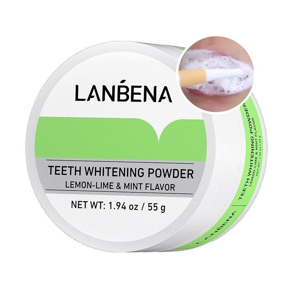 Порошок для отбеливания зубов с лимонным вкусом Lanbena Teeth Whitening Powder Lemon-Lime & Mint Flavor, 55г
Порошок для отбеливания зубов с лимонным вкусом Lanbena Teeth Whitening Powder Lemon-Lime & Mint Flavor, 55г