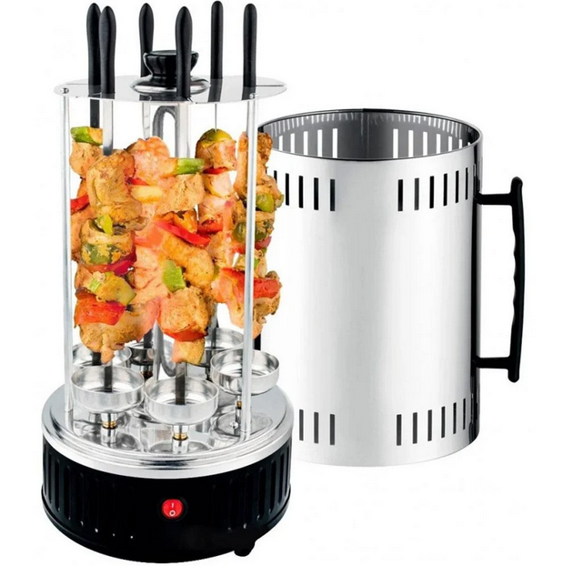 Электрошашлычница бытовая вертикальная UKC 8808SW Kebabs Machine с крышкой,6 шампуров, 1000Вт MNG
Электрошашлычница бытовая вертикальная UKC 8808SW Kebabs Machine с крышкой,6 шампуров, 1000Вт MNG