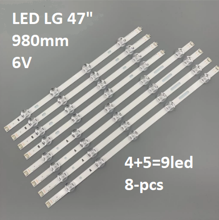 LED підсвітка TV LG47 inch 4/5-led A/B big-lens DRT3.0 440/537mm*15mm*1.0mm 4pcs A+4pcs B=1set (980mm)
LED підсвітка TV LG47 inch 4/5-led A/B big-lens DRT3.0 440/537mm*15mm*1.0mm 4pcs A+4pcs B=1set (980mm)