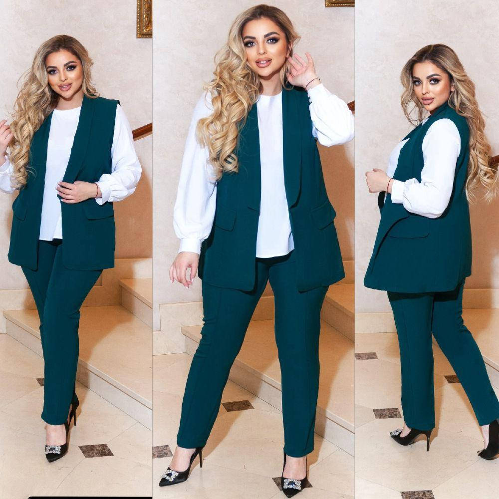 Женский костюм тройка (брюки+блузка+жилетка) до 62 размера, Красный
Женский костюм тройка (брюки+блузка+жилетка) до 62 размера, Красный