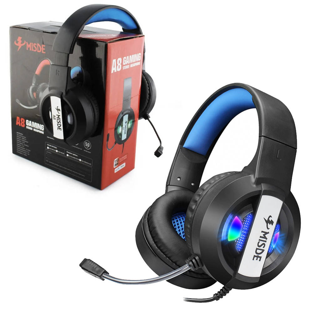 Проводные наушники с микрофоном A8 Gaming led / Геймерские наушники с RGB подсветкой / Игровые наушники, Синий
Проводные наушники с микрофоном A8 Gaming led / Геймерские наушники с RGB подсветкой / Игровые наушники, Синий