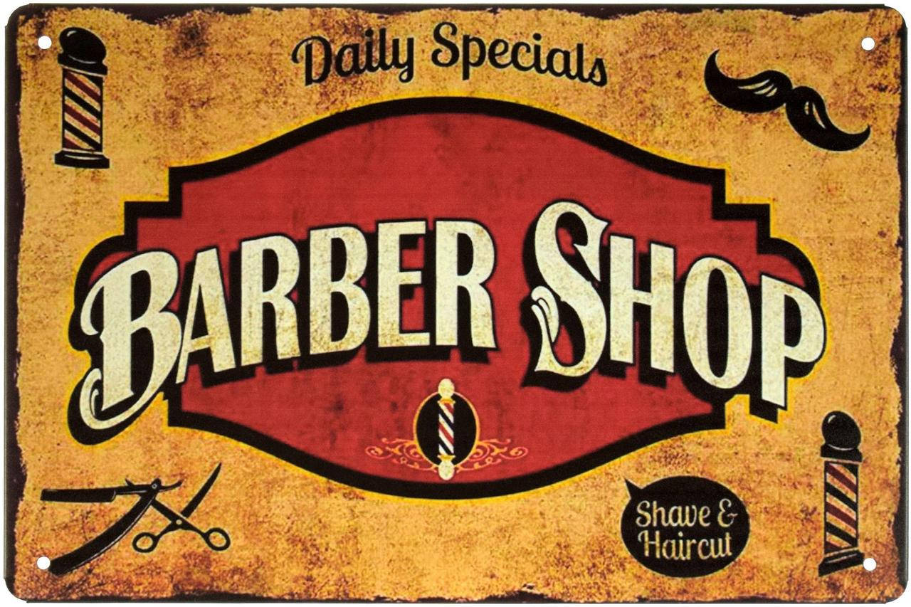 Металлическая табличка "Барбершоп (Брейтесь И Стригитесь) / Barber Shop (Shave and Haircut)" (ms-001647)
Металлическая табличка "Барбершоп (Брейтесь И Стригитесь) / Barber Shop (Shave and Haircut)" (ms-001647)