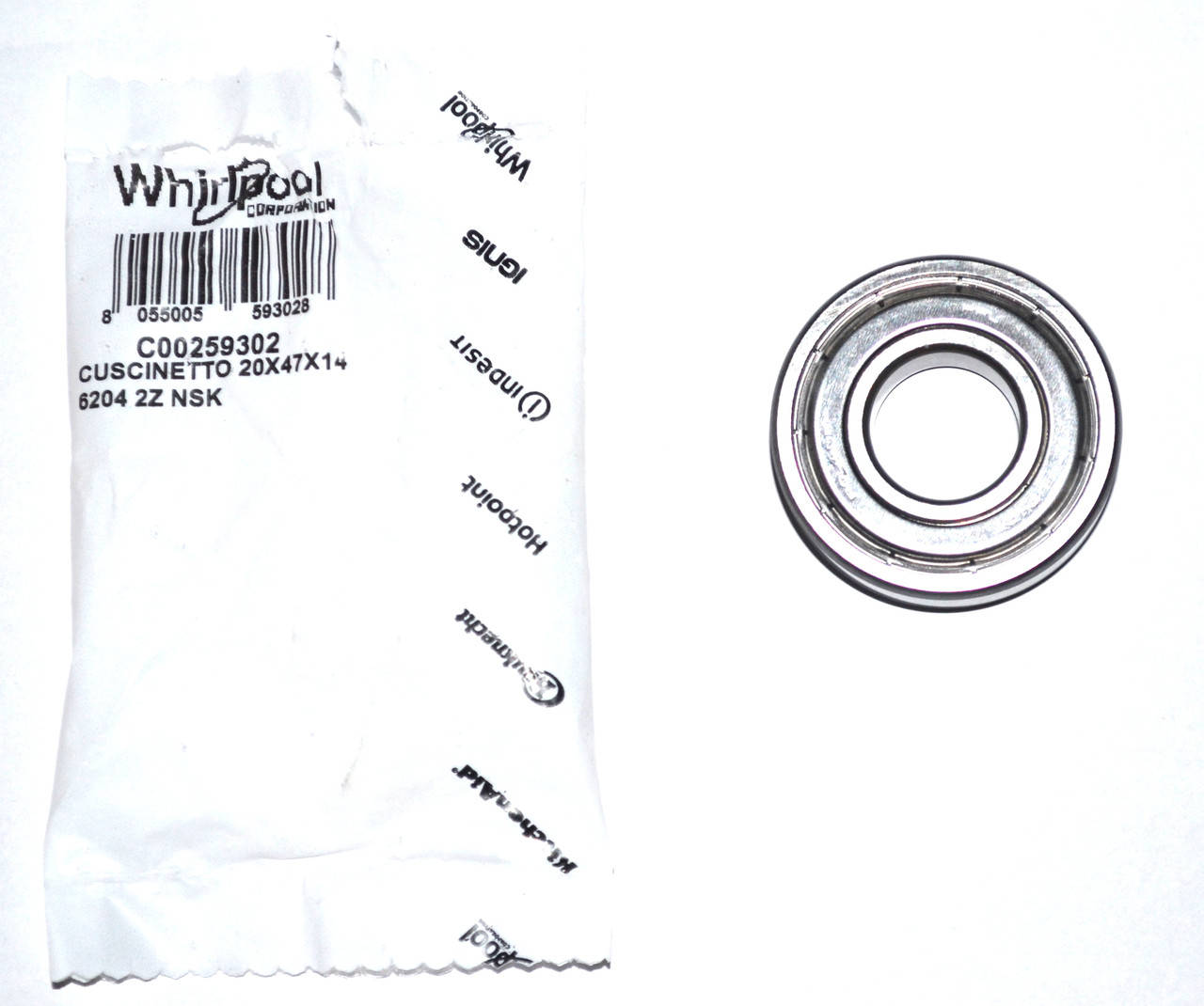 Подшипник для стиральной машинки NSK 6204-2Z (Iskra Польша,PPL,кульок Whirlpool/Indesit C00259302) 
Подшипник для стиральной машинки NSK 6204-2Z (Iskra Польша,PPL,кульок Whirlpool/Indesit C00259302)