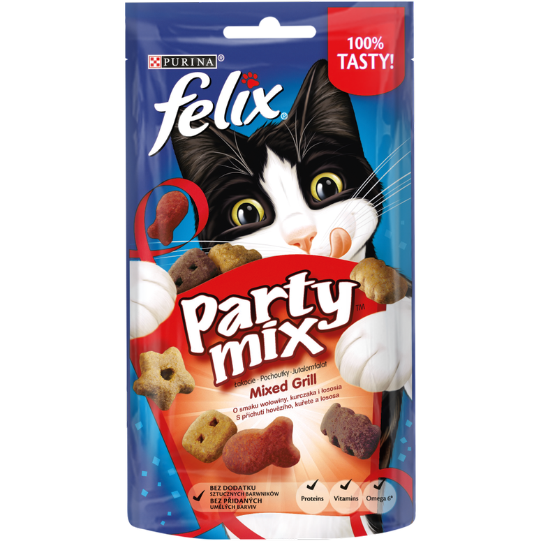 Лакомство для взрослых кошек Felix Party Mix Гриль Микс со вкусом курицы, говядины и лососевые 60 г
Лакомство для взрослых кошек Felix Party Mix Гриль Микс со вкусом курицы, говядины и лососевые 60 г