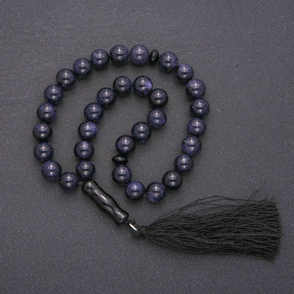 Чётки из камня Авантюрин (Ночь Каира) 33 бусины по 10 мм, Синий 
Чётки из камня Авантюрин (Ночь Каира) 33 бусины по 10 мм, Синий