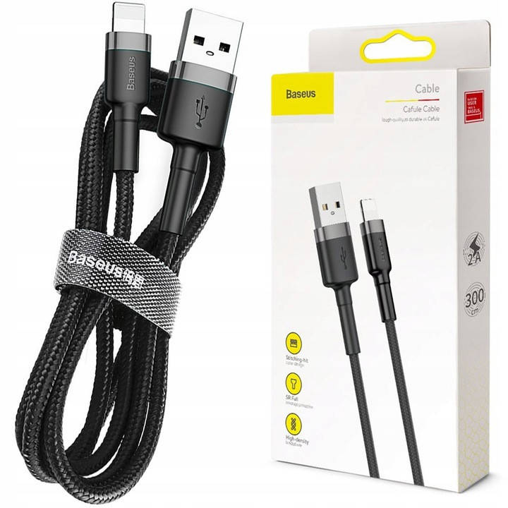 Оригинальный кабель Baseus Cafule Cable для Apple USB - Lightning 2A, 300 см, Gray+Black
Оригинальный кабель Baseus Cafule Cable для Apple USB - Lightning 2A, 300 см, Gray+Black