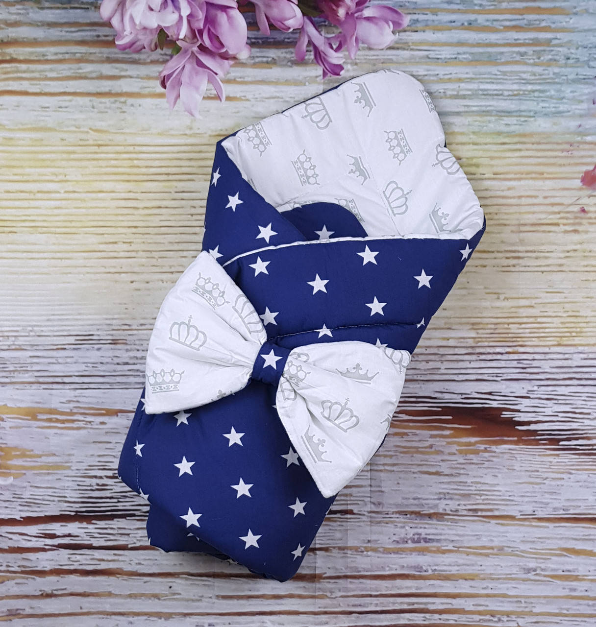 Конверт одеяло летний на выписку для новорожденных в роддом для мальчика, Индиго 
Конверт одеяло летний на выписку для новорожденных в роддом для мальчика, Индиго