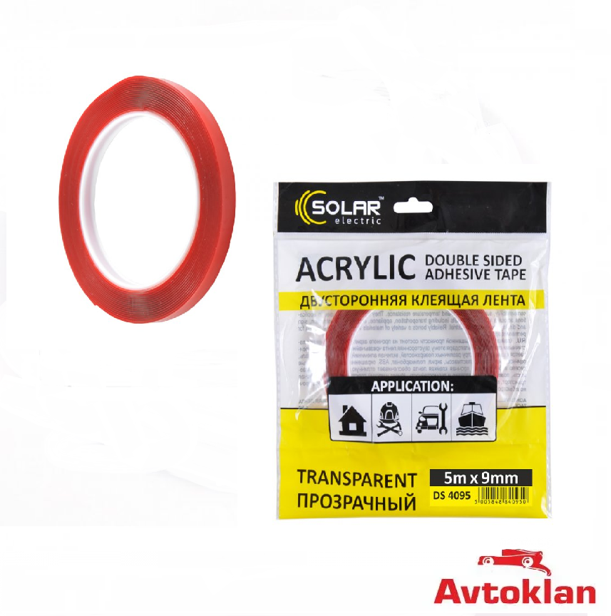 Двухсторонний скотч клеящая лента прозрачный SOLAR акриловый для авто и дома ACRYLIC (VHB) 5 м x 9 мм
Двухсторонний скотч клеящая лента прозрачный SOLAR акриловый для авто и дома ACRYLIC (VHB) 5 м x 9 мм
