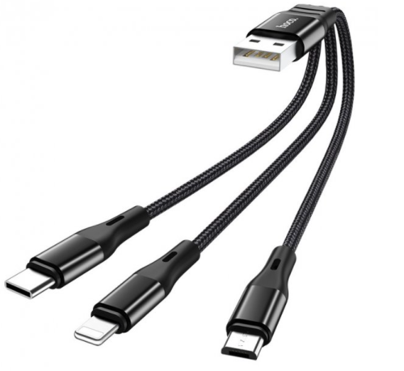 Универсальный кабель HOCO X47 3in1 на Micro-usb, Lightning, Type-C (0.25m) (3 цвета) черный
Универсальный кабель HOCO X47 3in1 на Micro-usb, Lightning, Type-C (0.25m) (3 цвета) черный