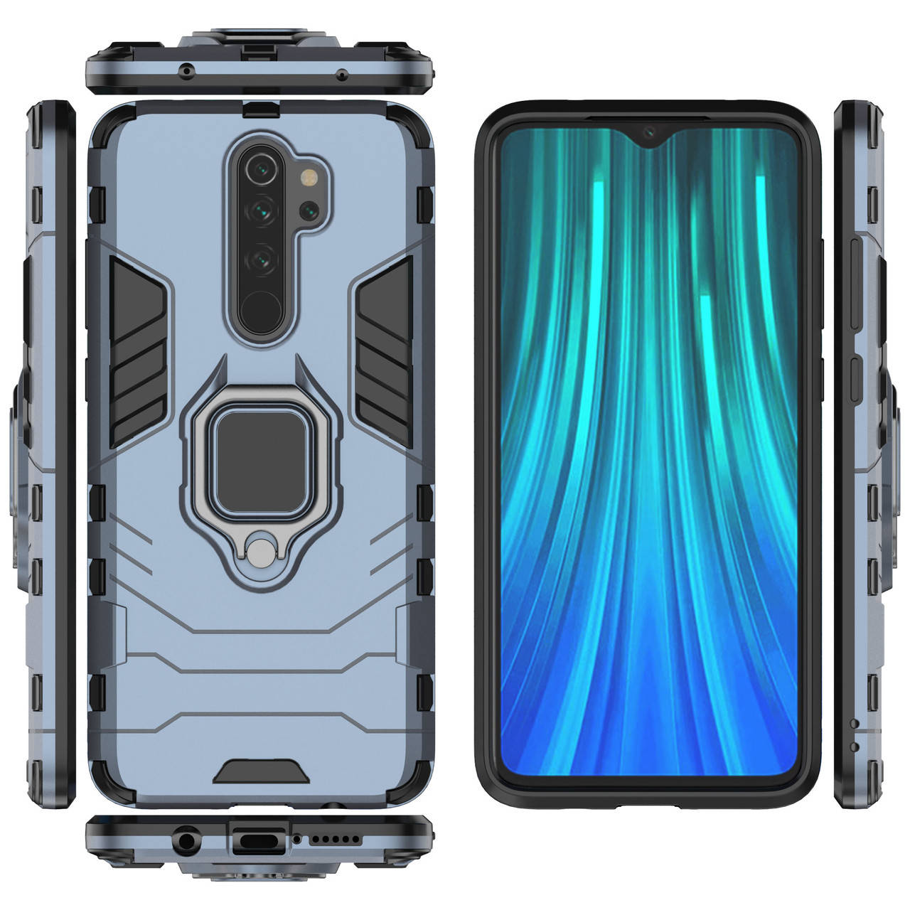 Бронированный чехол для Xiaomi Redmi Note 8 Pro с кольцом Navy Blue (Редми Ноут 8 Про), Серый 
Бронированный чехол для Xiaomi Redmi Note 8 Pro с кольцом Navy Blue (Редми Ноут 8 Про), Серый