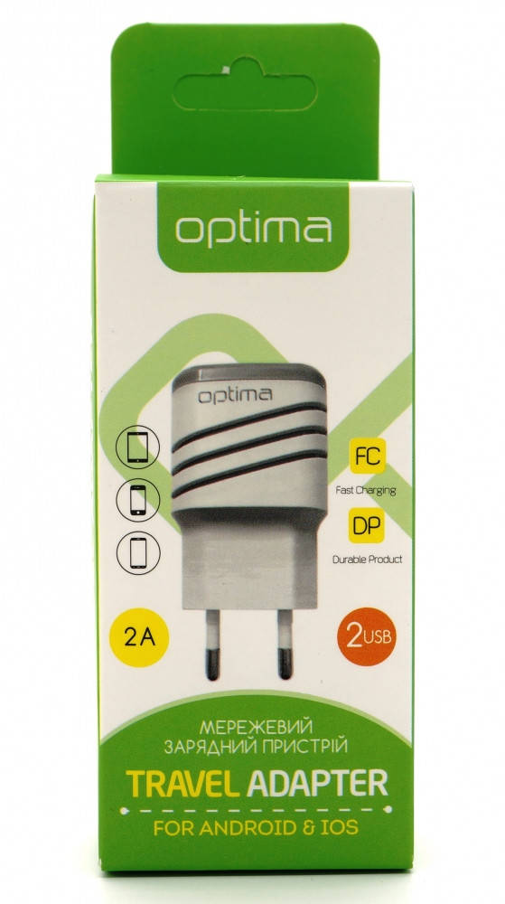 Зарядка сетевая 2USB Optima Energy LED (2.1A) Black, Белый
Зарядка сетевая 2USB Optima Energy LED (2.1A) Black, Белый