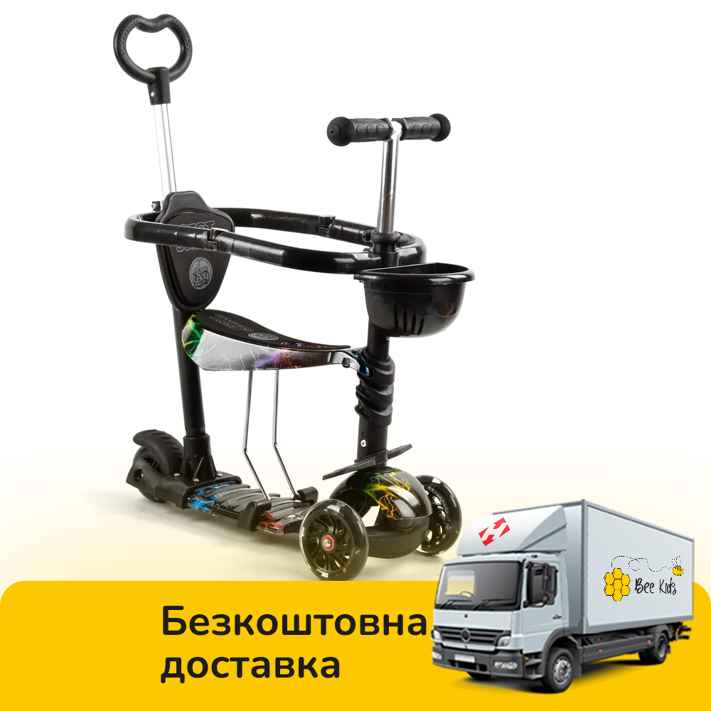 Детский трехколесный самокат 5 в 1 с сиденьем и родительской ручкой Best Scooter S 8466 Черный
Детский трехколесный самокат 5 в 1 с сиденьем и родительской ручкой Best Scooter S 8466 Черный
