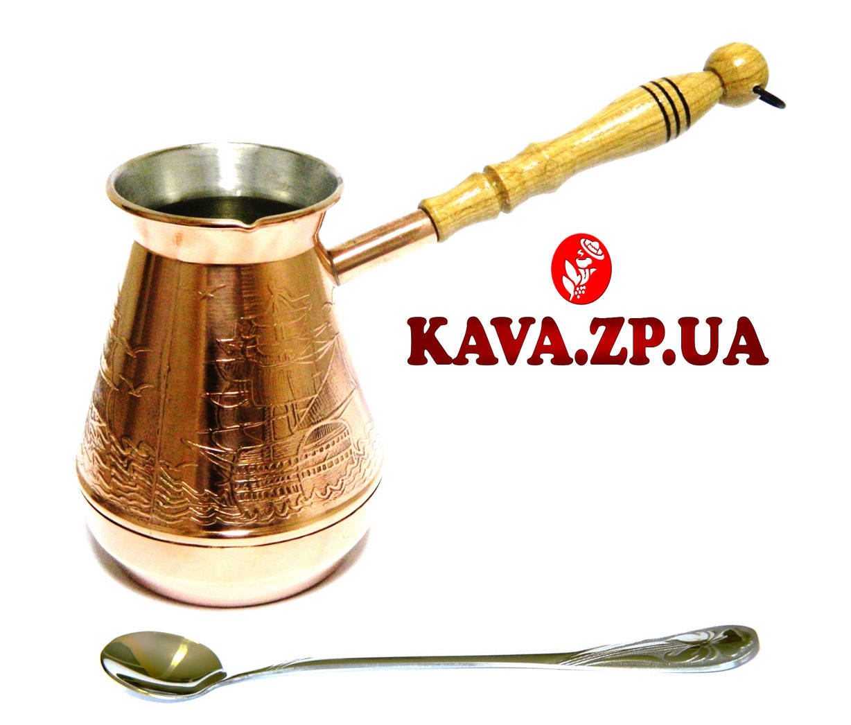 Медная чеканная турка Голландец 480 мл + длинная ложка 
Медная чеканная турка Голландец 480 мл + длинная ложка