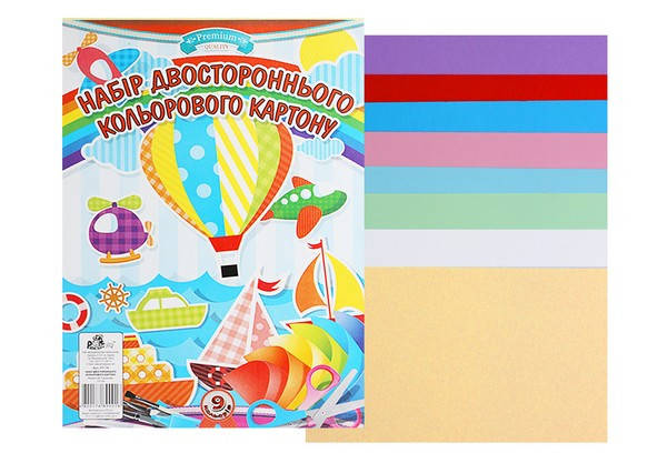 Картон кольоровий двосторонній А4 9 аркушів/9кольорів (Преміум), пакет, 20шт/уп Рюкзачок
Картон кольоровий двосторонній А4 9 аркушів/9кольорів (Преміум), пакет, 20шт/уп Рюкзачок