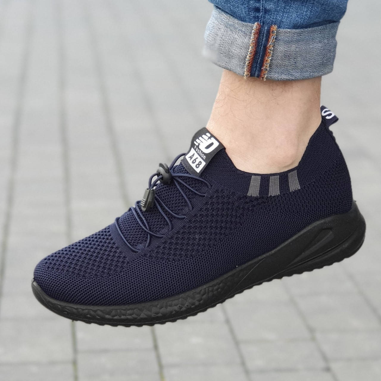 Кроссовки мужские синие мокасины лето (Код: 1791), Синий 
Кроссовки мужские синие мокасины лето (Код: 1791), Синий