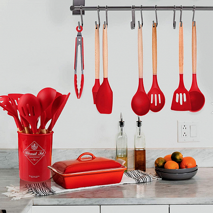 Силиконовый кухонный набор Kitchen с ведерком 12 предметов. Набор поварешек из силикона, Красный
Силиконовый кухонный набор Kitchen с ведерком 12 предметов. Набор поварешек из силикона, Красный