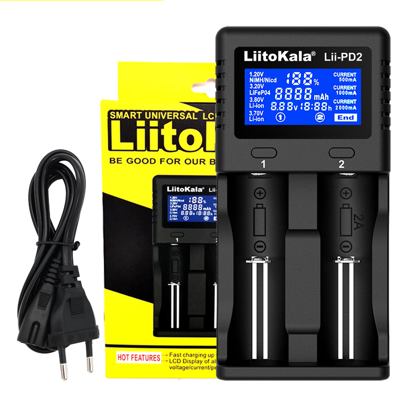 Универсальное зарядное устройство Liitokala Lii-PD2, 2 канала, Ni-Mh/Li-ion/LiFePo4, 220V/12V, LCD
Универсальное зарядное устройство Liitokala Lii-PD2, 2 канала, Ni-Mh/Li-ion/LiFePo4, 220V/12V, LCD
