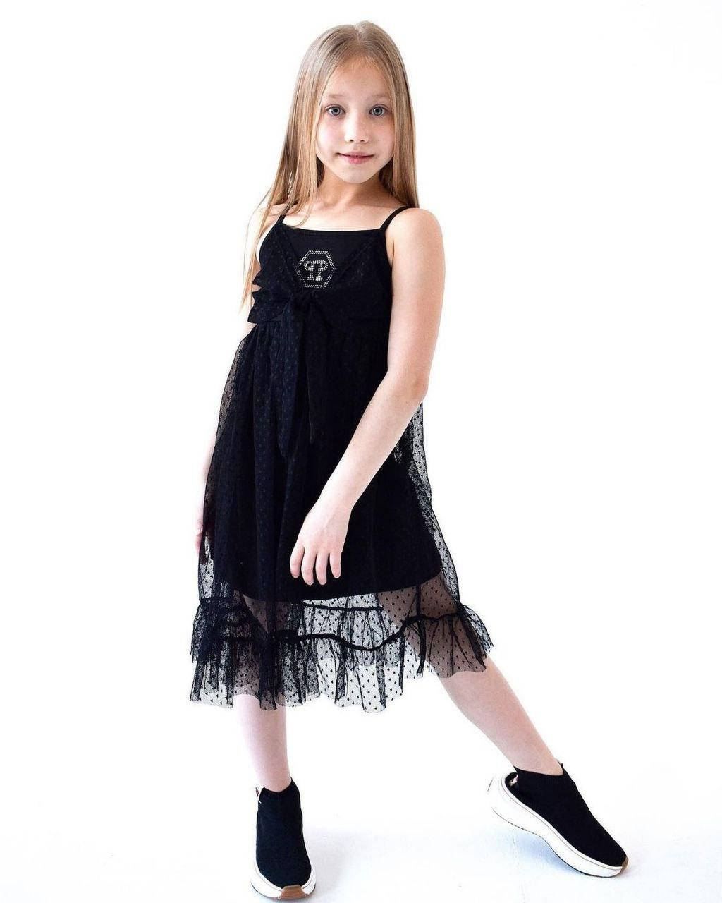 Шикарное платье для маленьких модниц РР, Черный 
Шикарное платье для маленьких модниц РР, Черный