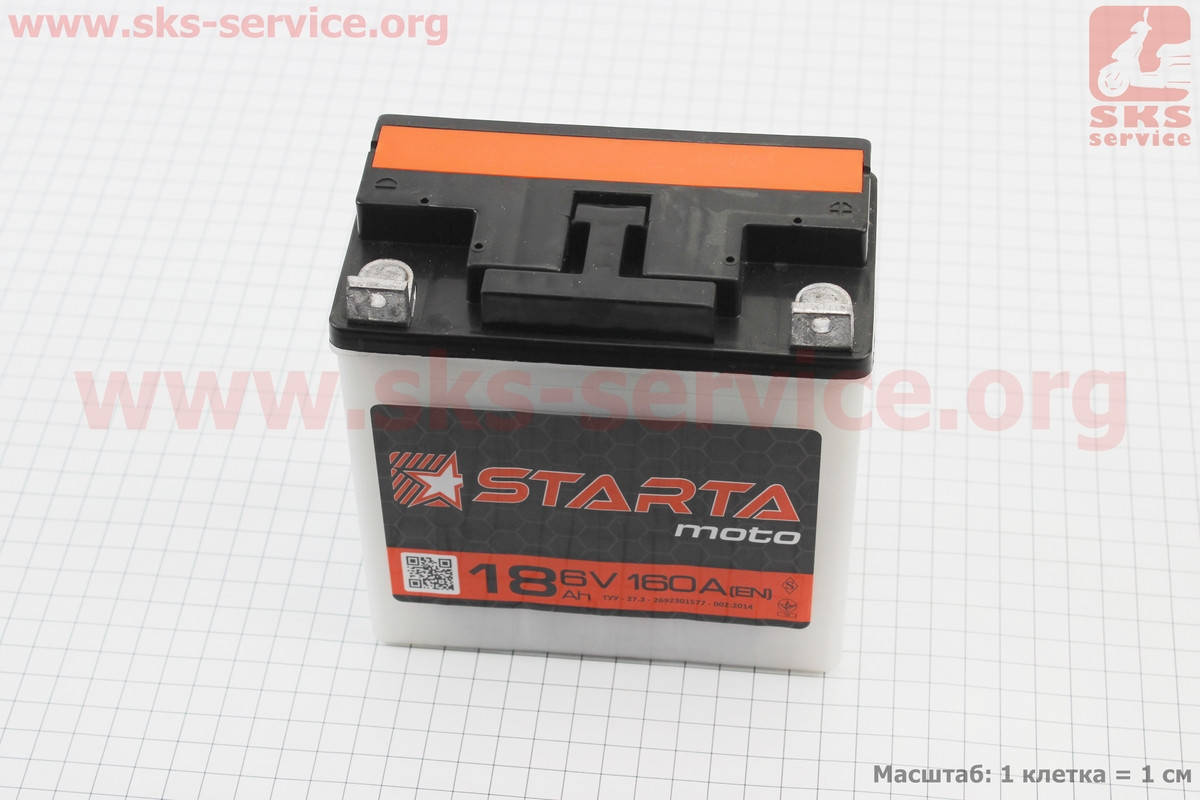 Аккумулятор 6V 18Аh 3МТС-18 кислотный (L140*W75*H140mm), 2021, плоская клема, МТ, ИЖ "STARTA" (341440)
Аккумулятор 6V 18Аh 3МТС-18 кислотный (L140*W75*H140mm), 2021, плоская клема, МТ, ИЖ "STARTA" (341440)