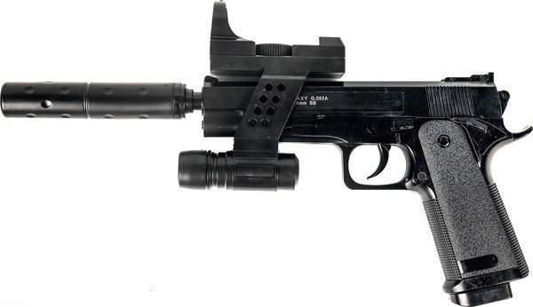 Страйкбольный пистолет Galaxy G053A Beretta 92. С глушителем и лазерным прицелом, Черный
Страйкбольный пистолет Galaxy G053A Beretta 92. С глушителем и лазерным прицелом, Черный