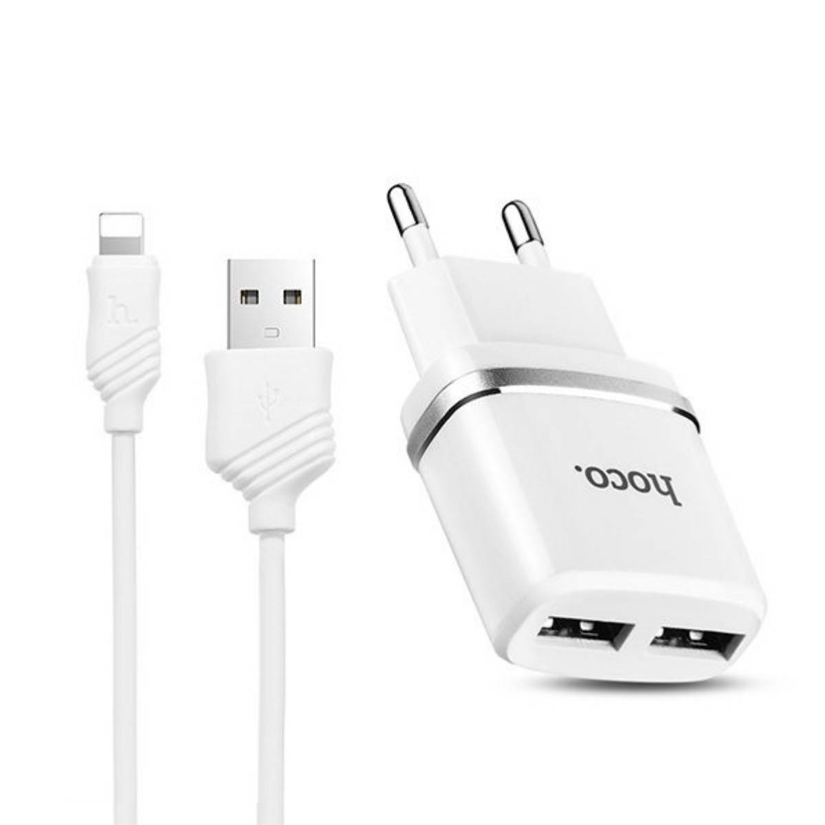 Сетевое зарядное устройство Hoco C12 Smart dual USB charger set with Lightning cable(EU) 2USB 2.4A White, Белый
Сетевое зарядное устройство Hoco C12 Smart dual USB charger set with Lightning cable(EU) 2USB 2.4A White, Белый