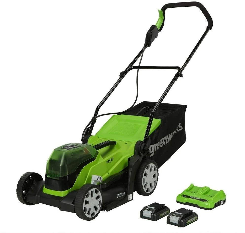Аккумуляторная газонокосилка Greenworks 48 V G24X2LM36K2x (литий-ионная 24VX2/ 48V, 36 см, 40 л, с АКБ и ЗУ
Аккумуляторная газонокосилка Greenworks 48 V G24X2LM36K2x (литий-ионная 24VX2/ 48V, 36 см, 40 л, с АКБ и ЗУ