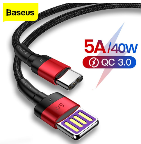 Кабель Baseus USB Type-C 5А 40W Цвет оплётки Чёрный длинна 1 метр быстрая зарядка и передача данных, Черный
Кабель Baseus USB Type-C 5А 40W Цвет оплётки Чёрный длинна 1 метр быстрая зарядка и передача данных, Черный