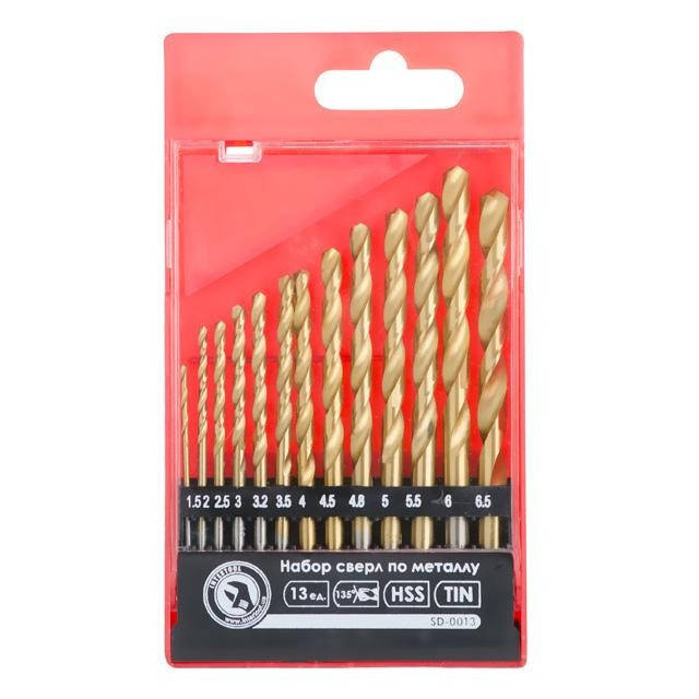 Набір свердел по металу DIN338 HSS 13шт (1.5-6.5), покриття Ti INTERTOOL SD-0013
Набір свердел по металу DIN338 HSS 13шт (1.5-6.5), покриття Ti INTERTOOL SD-0013